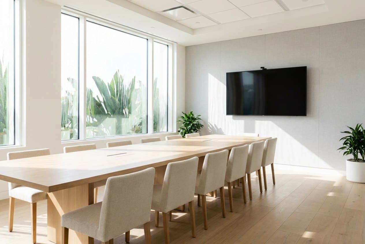 Finished commercial reception area